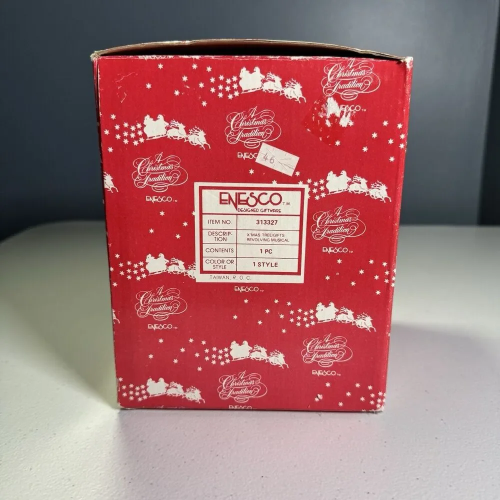 Rare Enesco 1986 X-mas Tree Gifts Revolving Musical | Vintage Christmas‎ #313327